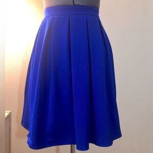 Leith Cobalt Blue Circle Skirt with Pleats and Pockets